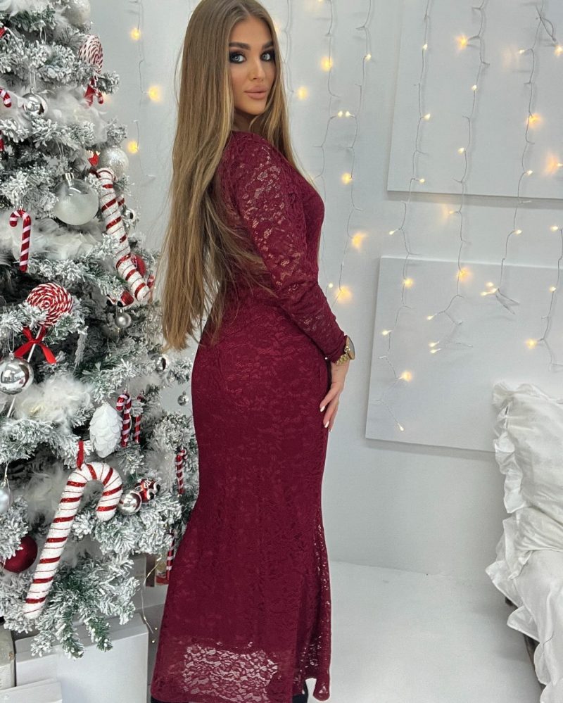 SUKIENKA ELEGACKA MAXI KORONKOWA BORDOWA