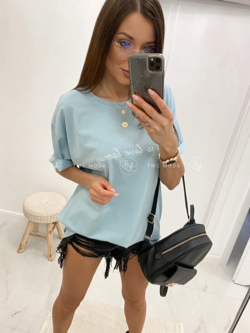 T-SHIRT BASIC OVERSIZE BŁĘKITNY