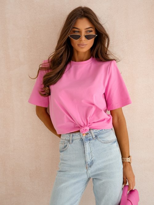 T-SHIRT OVERSIZE Z WIĄZANIEM ME GUSTA RÓŻOWY