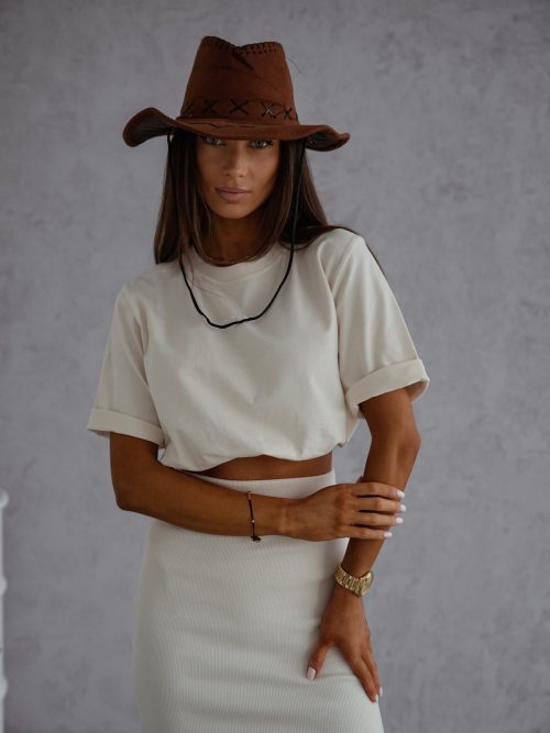 T-SHIRT BLUZKA OVERSIZE DAMSKA KOKOS Z NAPISEM MINIMAL BOCCA