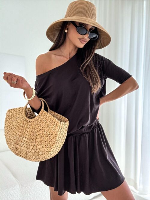 KOMBINEZON CARO OVERSIZE DRESOWY CZEKOLADOWY BOCCA