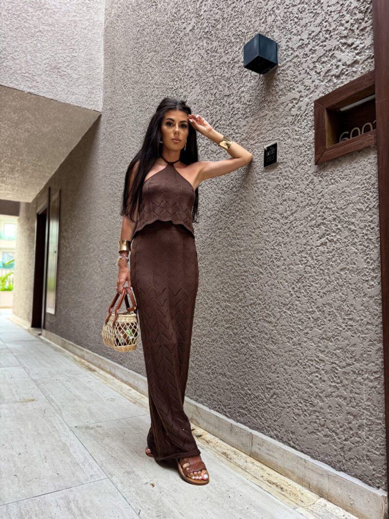 KOMPLET TOP+SPÓDNICA MARBELLA BY ME– CZEKOLADOWY