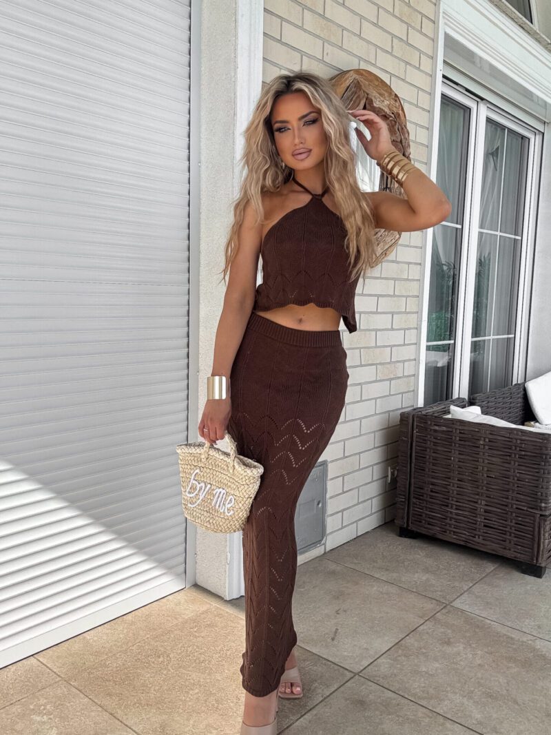 KOMPLET TOP+SPÓDNICA MARBELLA BY ME– CZEKOLADOWY