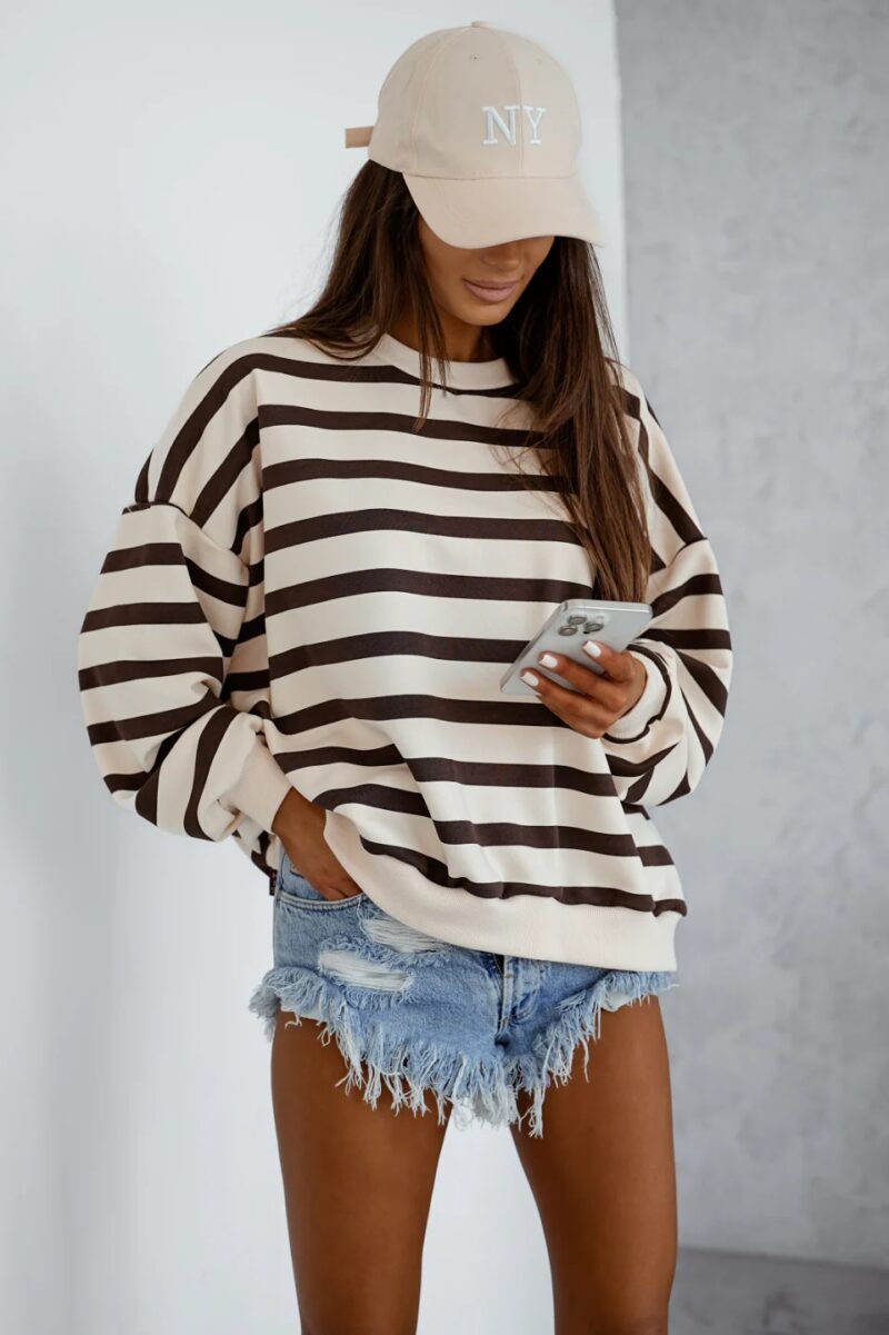 BLUZA STREL OVERSIZE PASY BRĄZ LABALANCIA